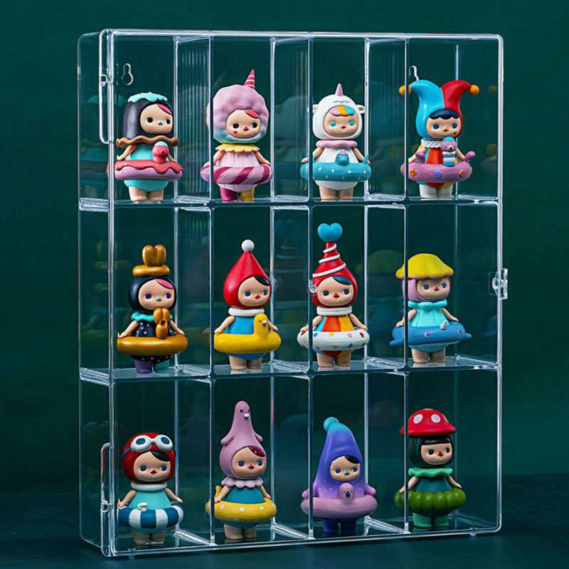 12 Compartments Clear Acrylic Blind Box Figure Display Case （30x27x6.5cm）