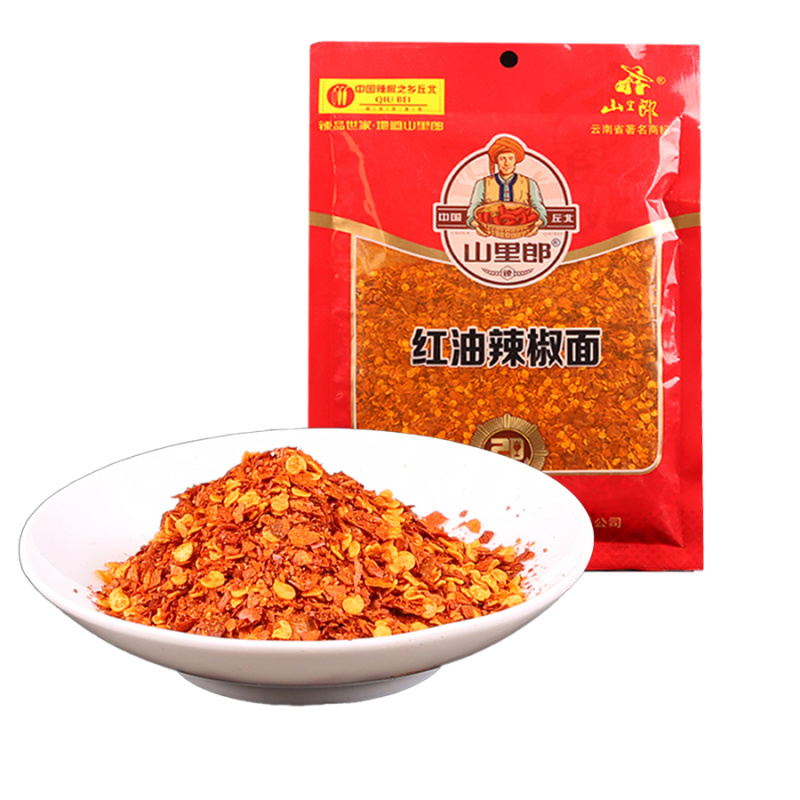 Shanlilang Red Oil Chili Noodles 108g Fried Vegetable Barbecue Oil Pork Spicy Hot Spring Specialties in Qiubei, Yunnan