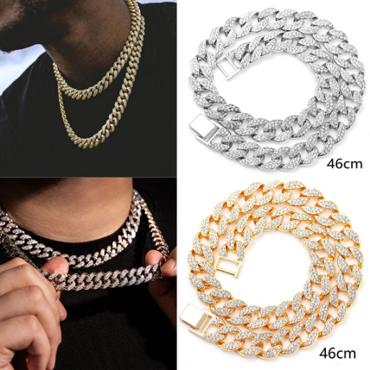 M&W European and American men's hip-hop rap accessories HIPHOP full diamonds Cuban diamond gold necklace hip-hop jewelry