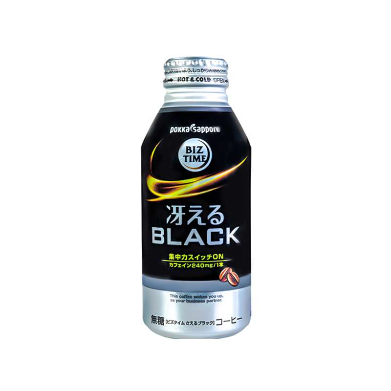 Japan POKKA SAPPORO BIZ TIME Sugar Free Low Calorie Black Coffee Beverage 400ml